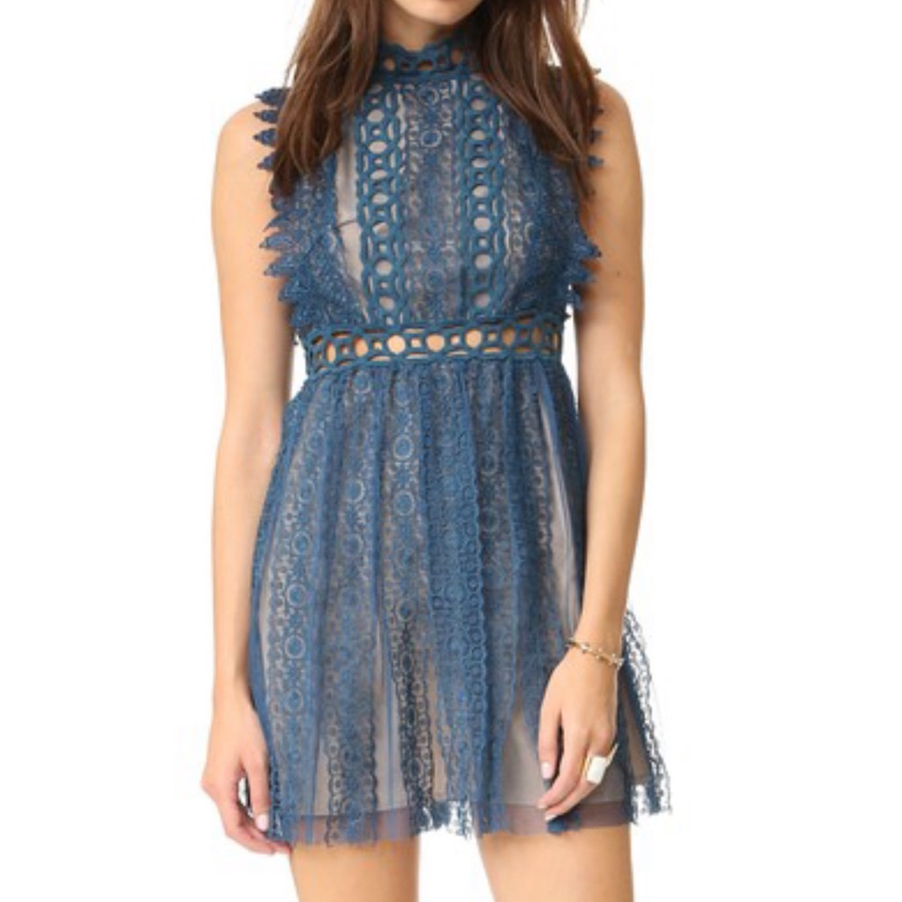 FREE PEOPLE Forever Lace Babydoll Dress Sapphire 4
